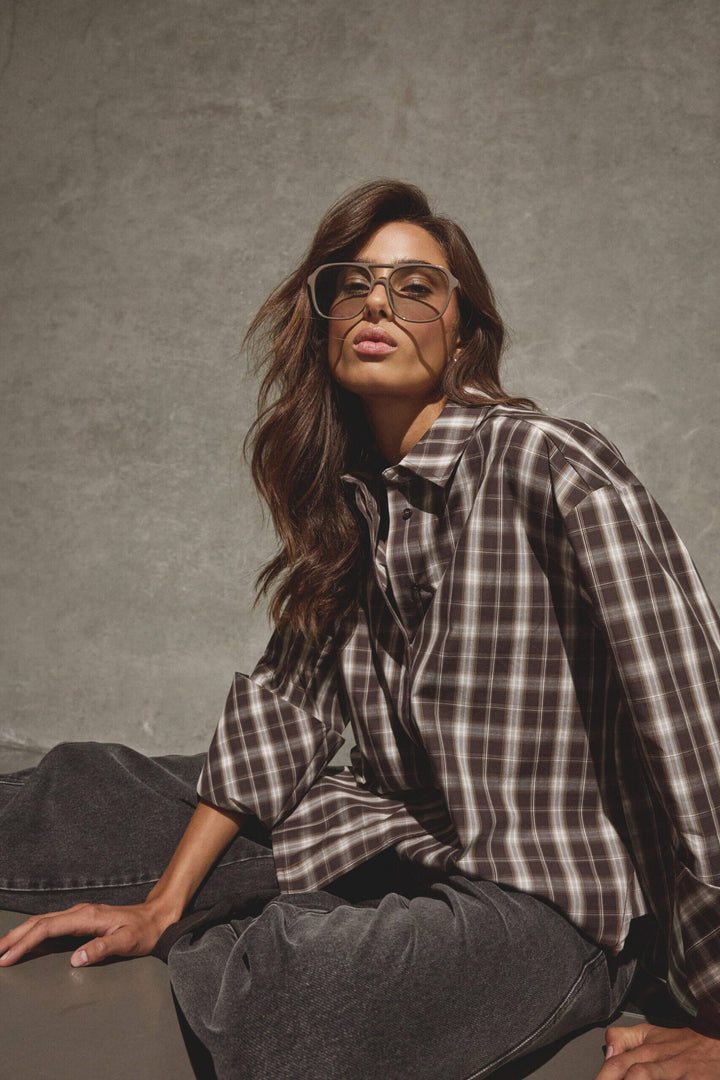 Co´Couture - Cavocc Check Coco Back Shirt 506619 - 20003 - Dark Brown Skjorter 