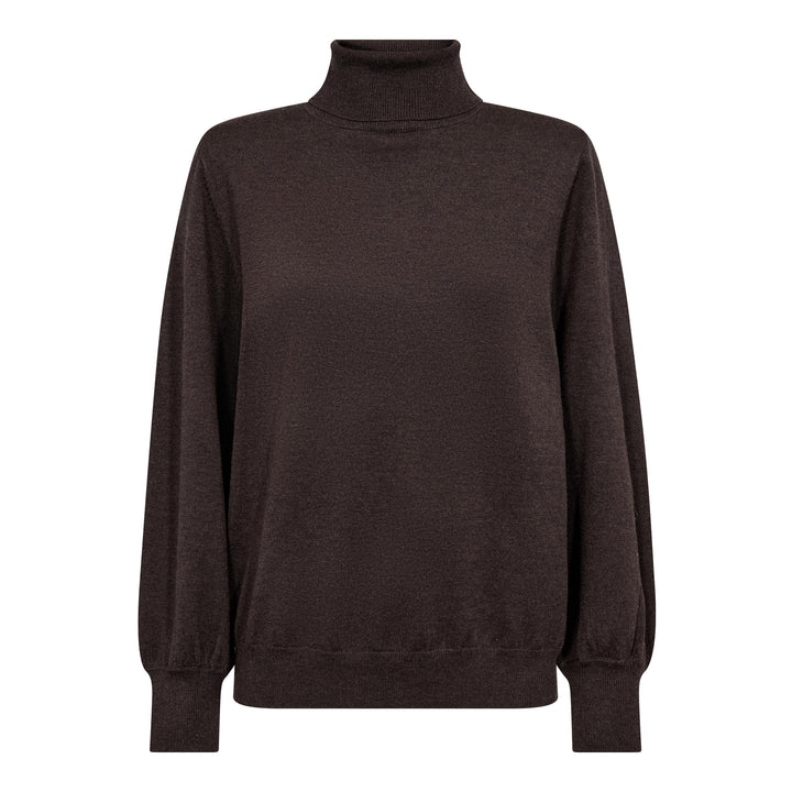 Co´Couture - Corycc Padded Roll-Neck Knit 500213 - 20003 - Dark Brown Strikbluser 