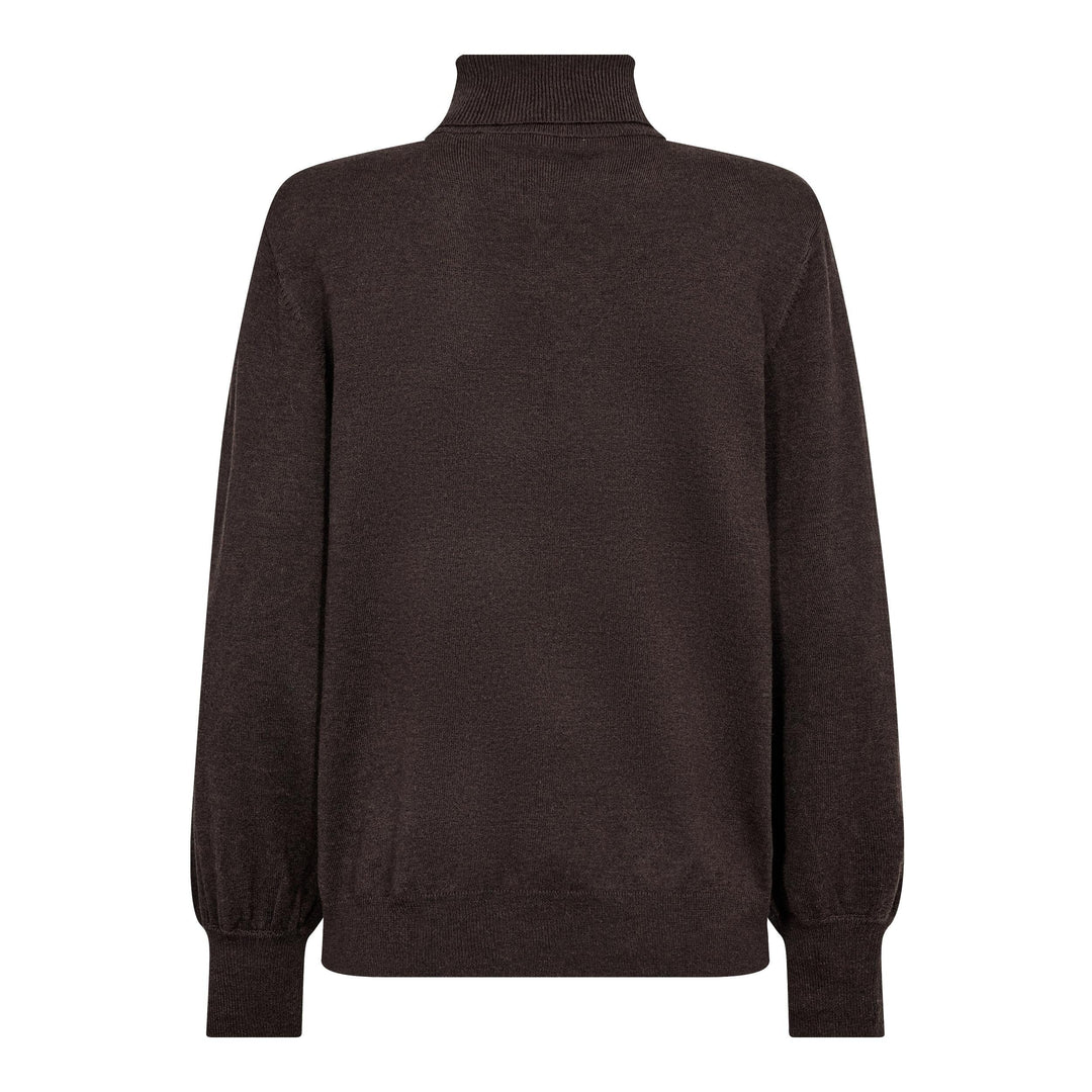 Co´Couture - Corycc Padded Roll-Neck Knit 500213 - 20003 - Dark Brown Strikbluser 