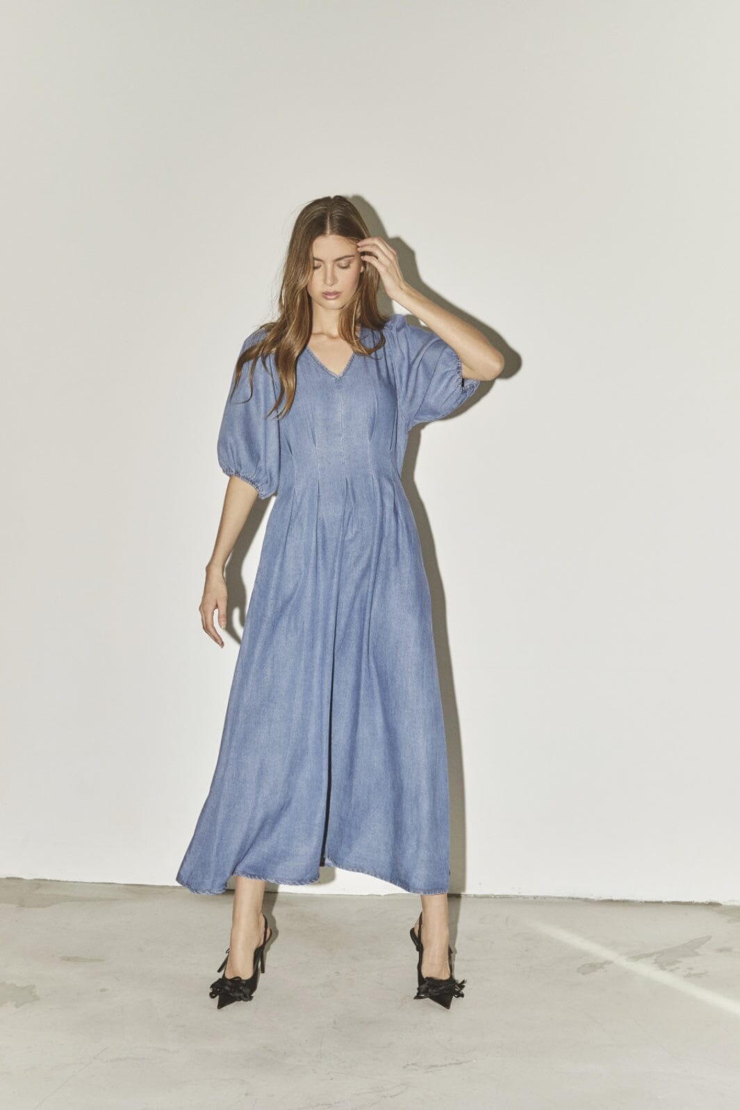 Co´Couture - Denimcc Pleat Dress 36535 - 552 - Denim Blue Kjoler 
