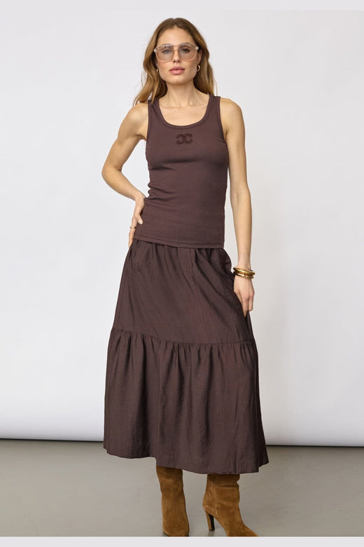 Co´Couture - Grannycc Rib Solid Emb Tank 43009 - 145 - Dark Brown