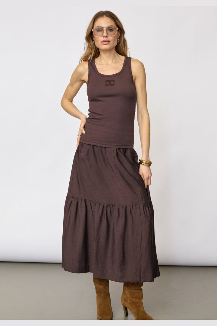 Co´Couture - Grannycc Rib Solid Emb Tank 43009 - 145 - Dark Brown