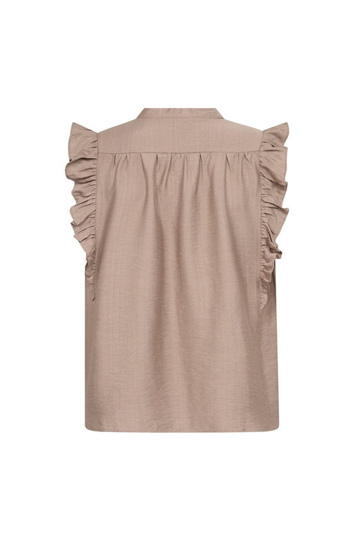 Co´Couture - Heracc Frill Ss V-Top 45165 - 154 - Walnut