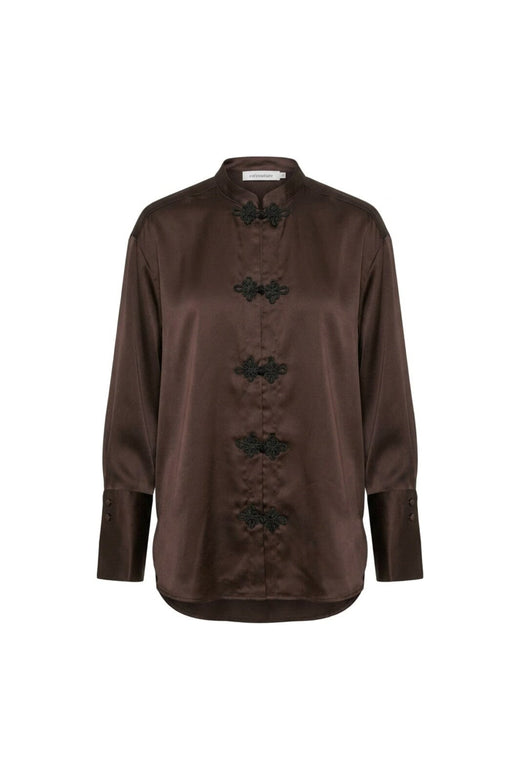 Co´Couture - Lauracc Mandarin Shirt 506623 - 20003 - Dark Brown