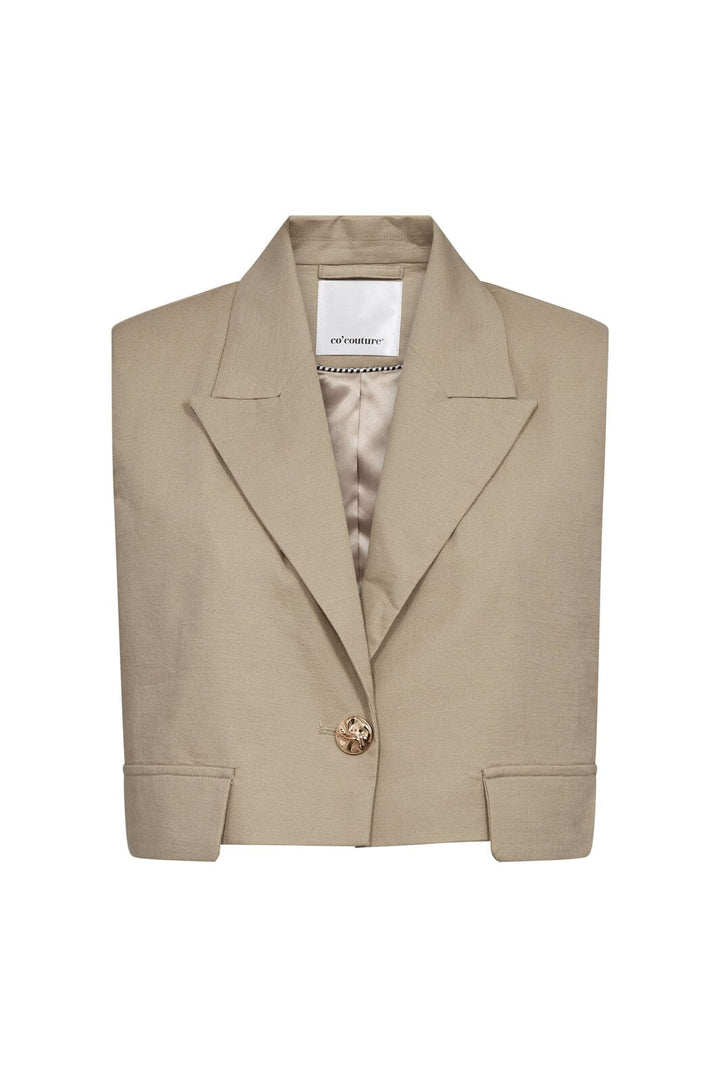 Co´Couture - Leilacc Linen Crop Vest 40054 - 320 - Bisquit