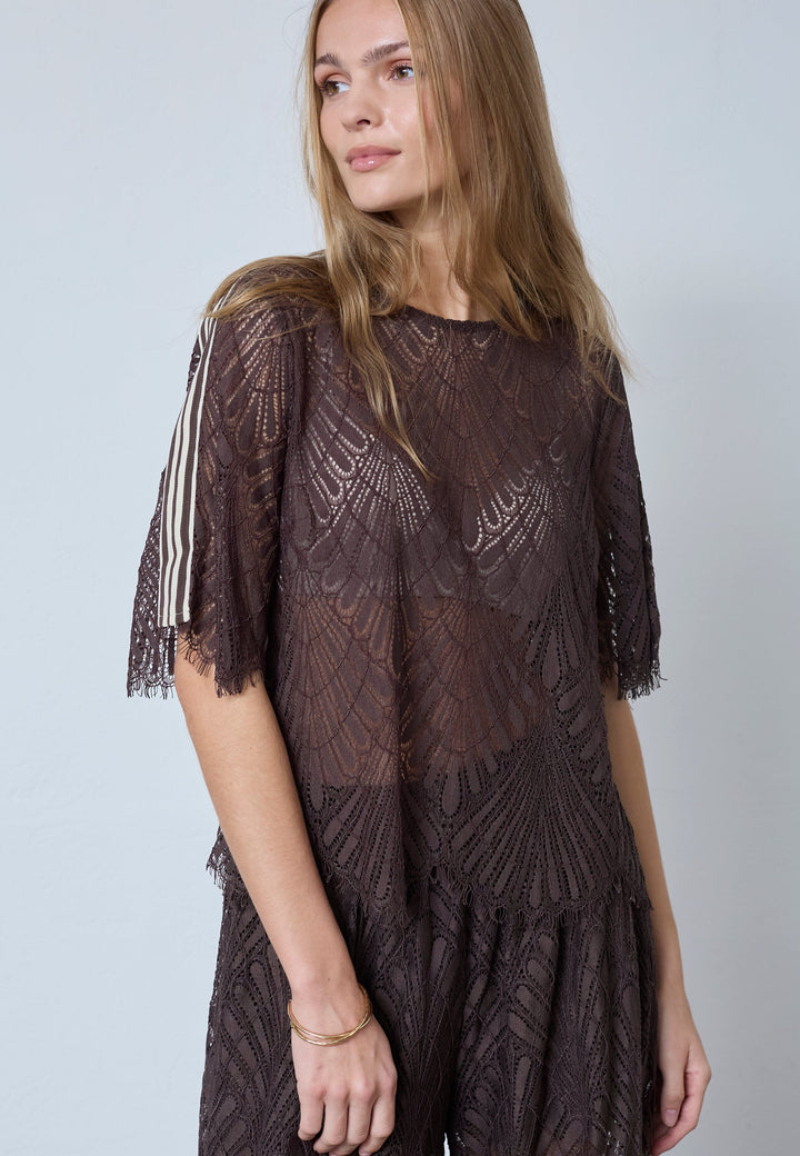 Co´Couture - Leticc Lace Blouse 45049 - 145 - Dark Brown Bluser 