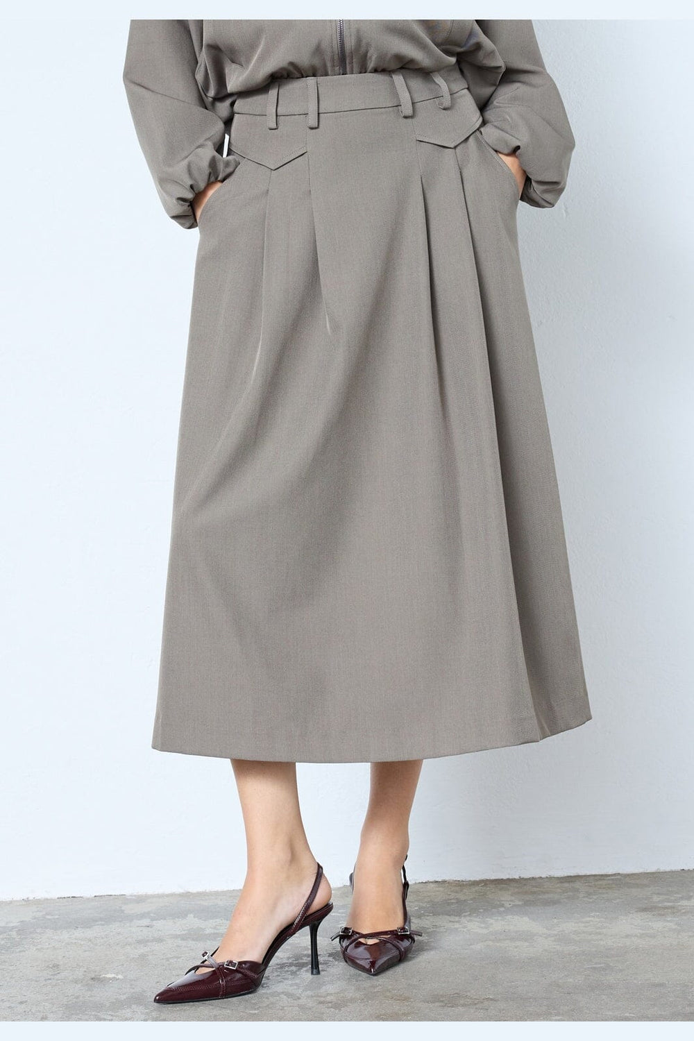 Co´Couture - Lunacc Pocket Pleat Skirt 34222 - 154 - Walnut