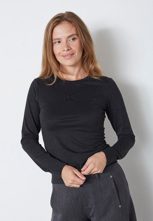 Co´Couture - Mannycc Lurex Emb L/S Tee 33210 - 96 - Black T-shirts 