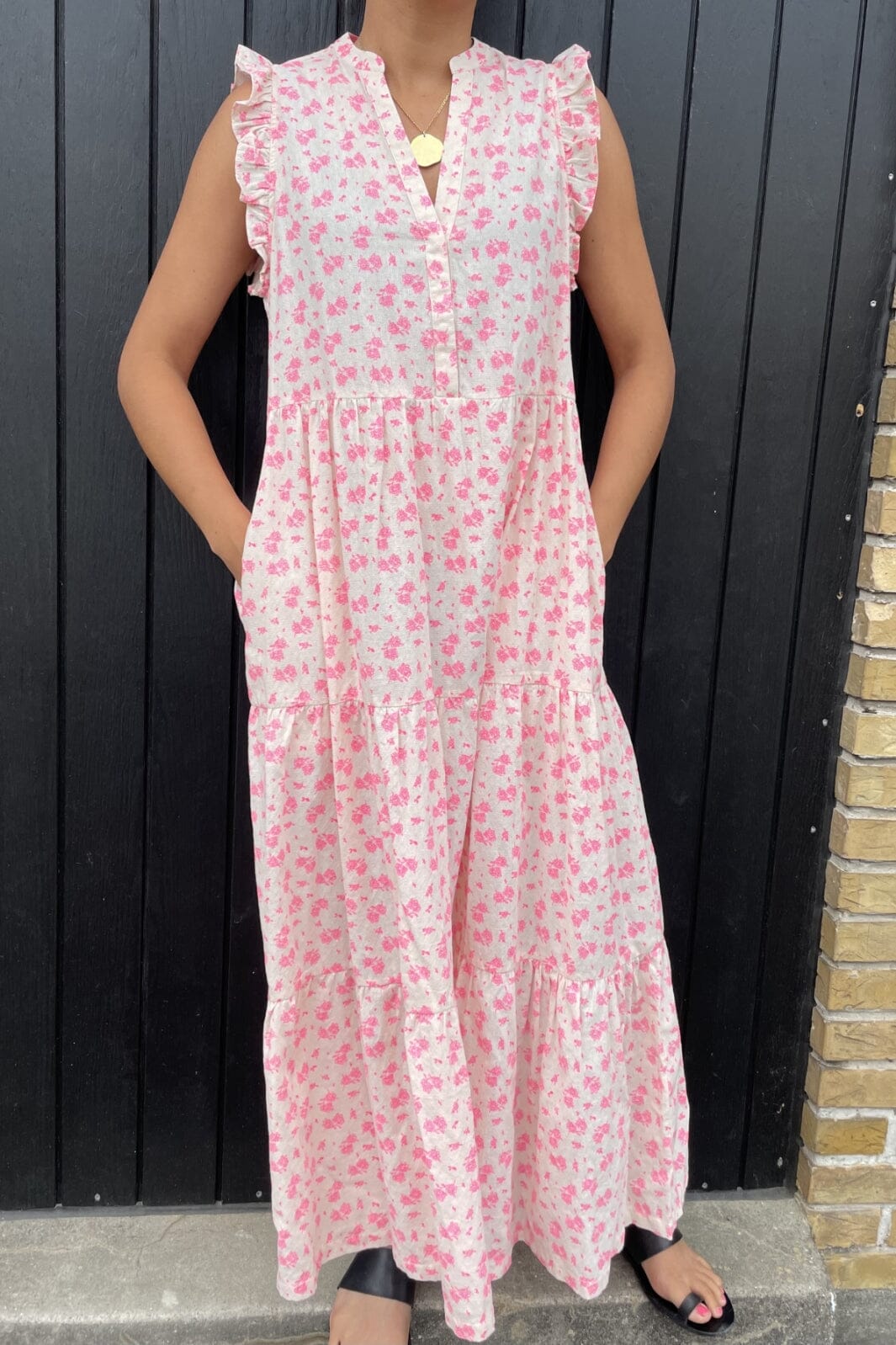 Co´couture - Neo Flower SS Floor Dress - Pink Kjoler 
