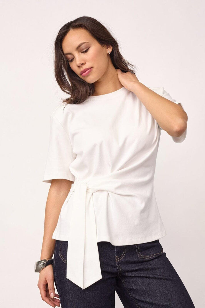 Co´Couture - Orianecc Pleat Tie Tee 500096 - 10001 - White T-shirts 