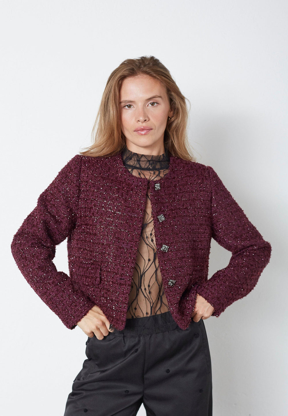 Co´Couture - Peachcc Boucle Jacket 30357 - 67 - Plum Jakker 