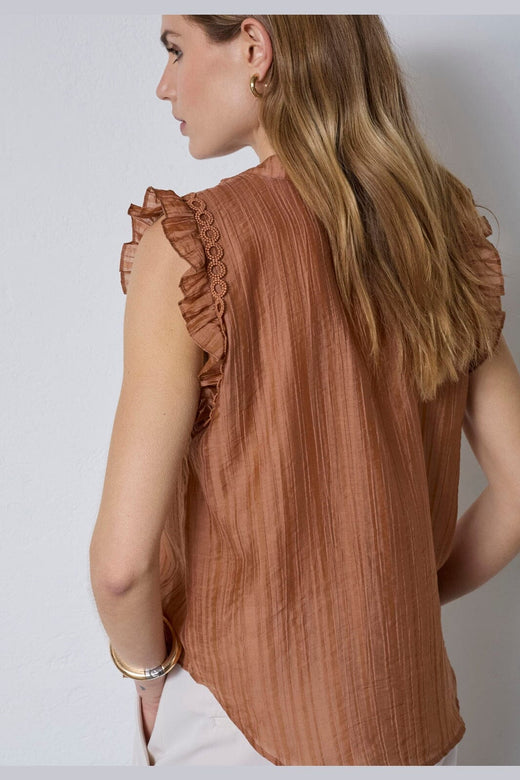 Co´Couture - Reggiecc Frill Top 45120 - 35 - Suntan