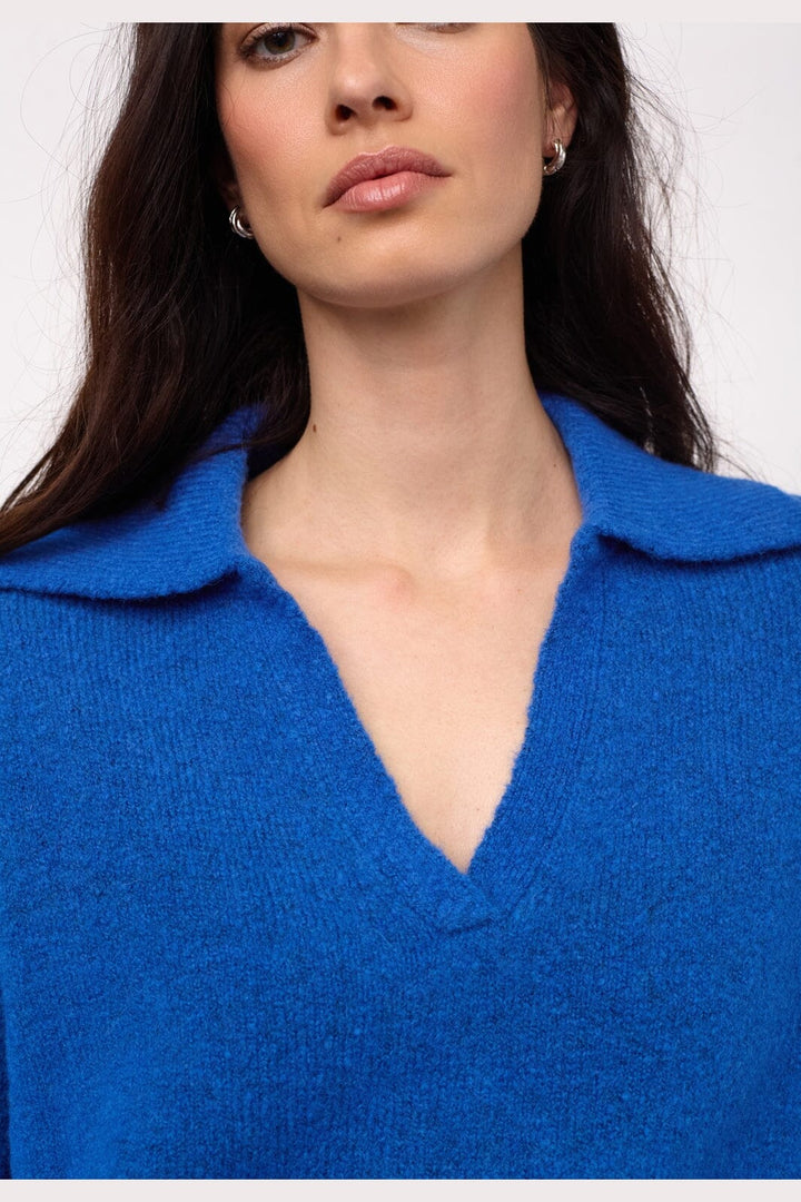 Co´Couture - Rogercc Ls Polo Knit 500294 - 40002 - New Blue