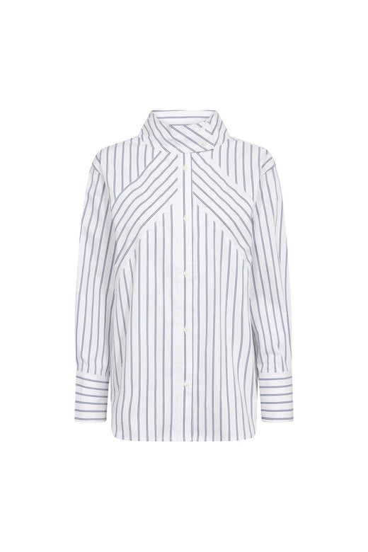 Co´Couture - Somocc Stripe Funnel Neck Shirt 500372 - 10001 - White