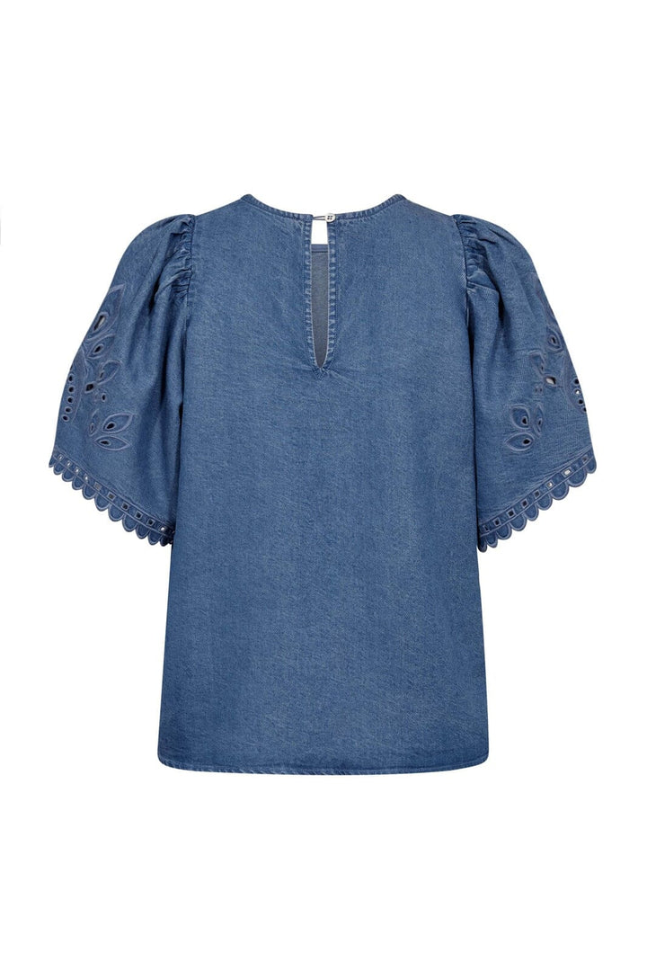 Co´Couture - Tillycc Emb Ss Blouse 45057 - 552 - Denim Blue