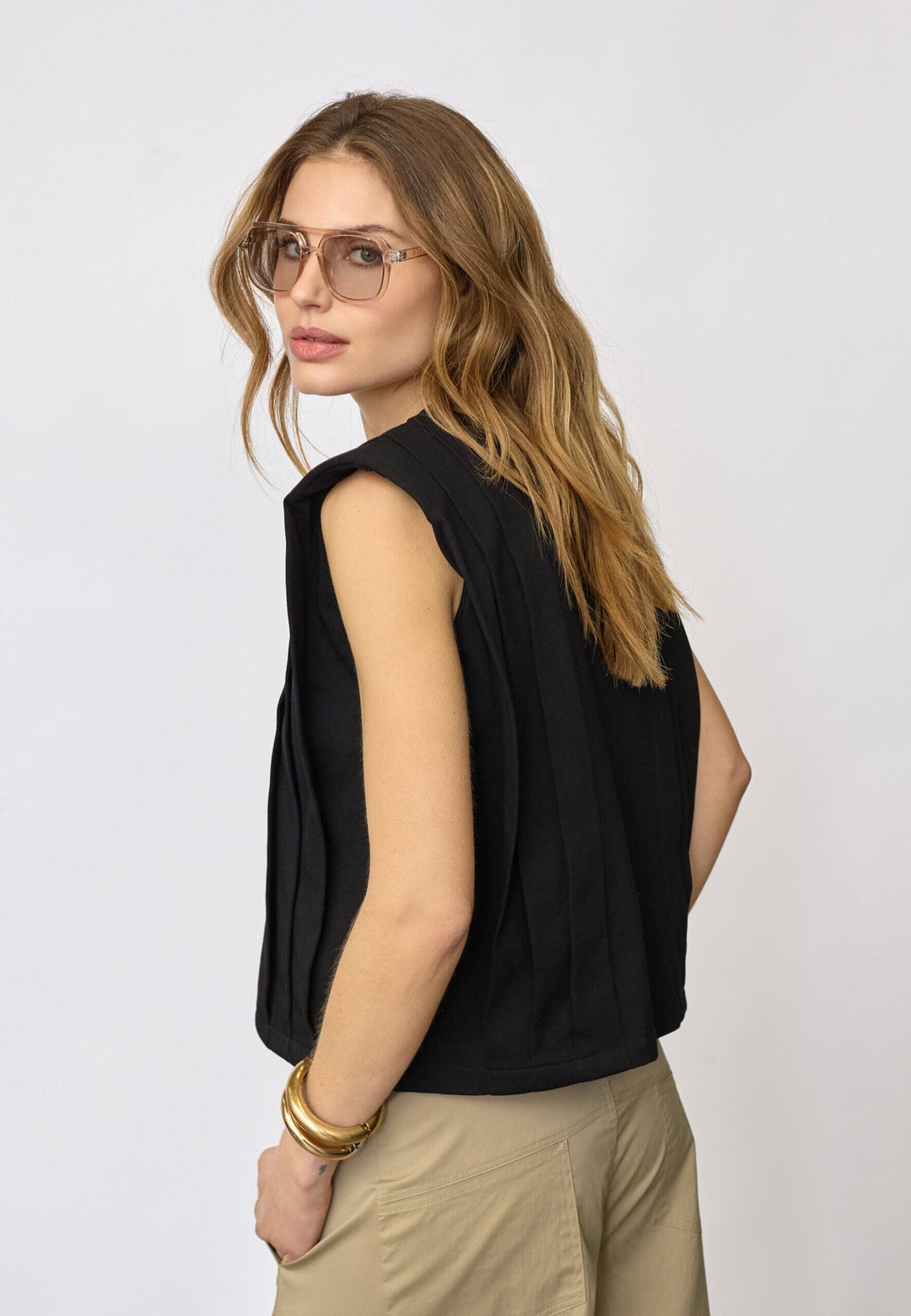 Co´Couture - Zellicc Padded Pleat Top 45151 - 96 - Black T-shirts 