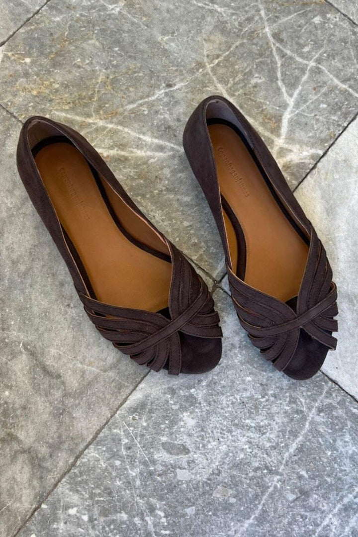 Copenhagen Shoes - Passionate Suede CS8567 - 004 - Dark Brown Ballerinaer 