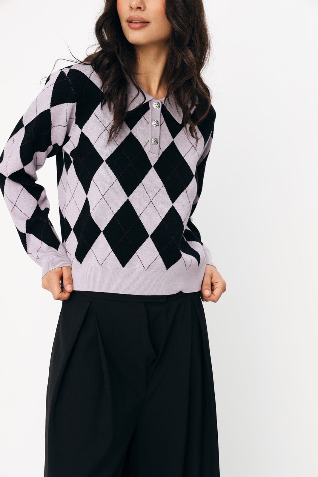 Cras - Lovemy Pullover C504 - 9992 - 9992 Black Argyle