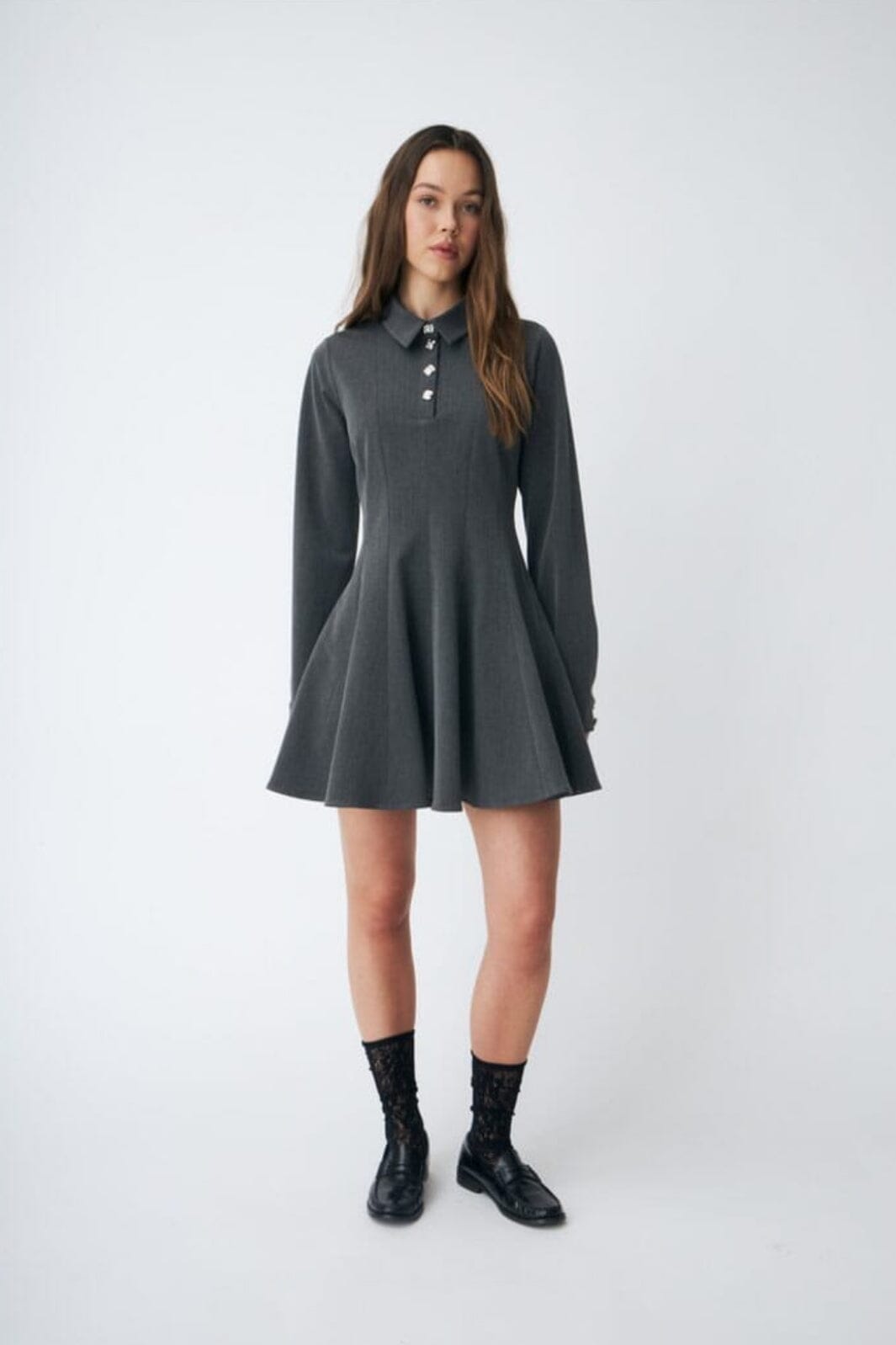 Cras - Polo Dress C584 - 9003 Grey Melange Kjoler 