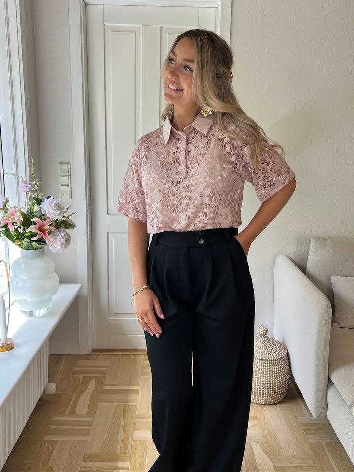 Dear Molly - Broderi Polo Shirt - Pink Skjorter 