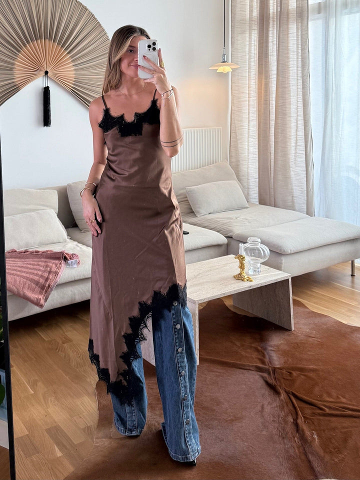 Dear Molly - Lace Long Dress - Brown Kjoler 