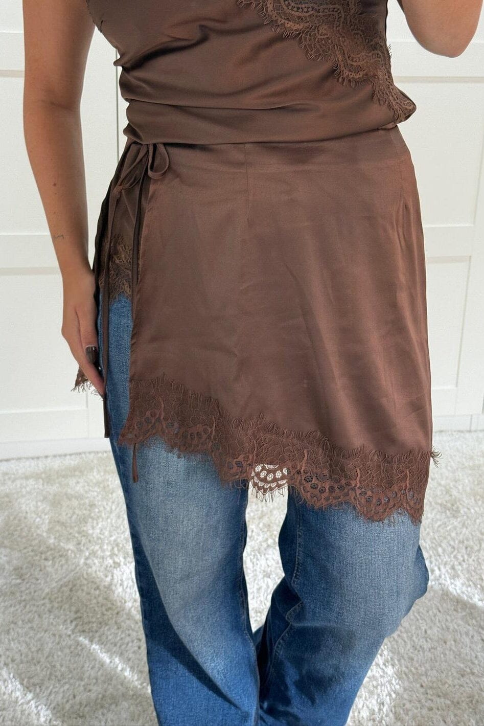 Dear Molly - Lace Wrap Skirt - Brown 