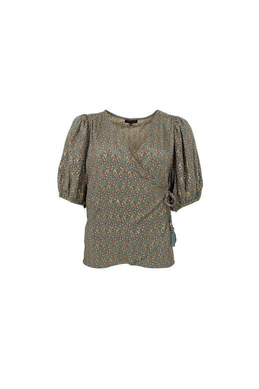 Black Colour - Bcluna Puff Sleeve Wrap Blouse 39175 - Olive Mist