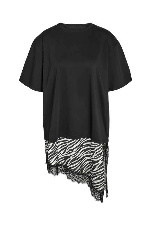 Noisy May - Nmfilla S/S Oversize Satin T-Shirt - 5191000 Black Zebra