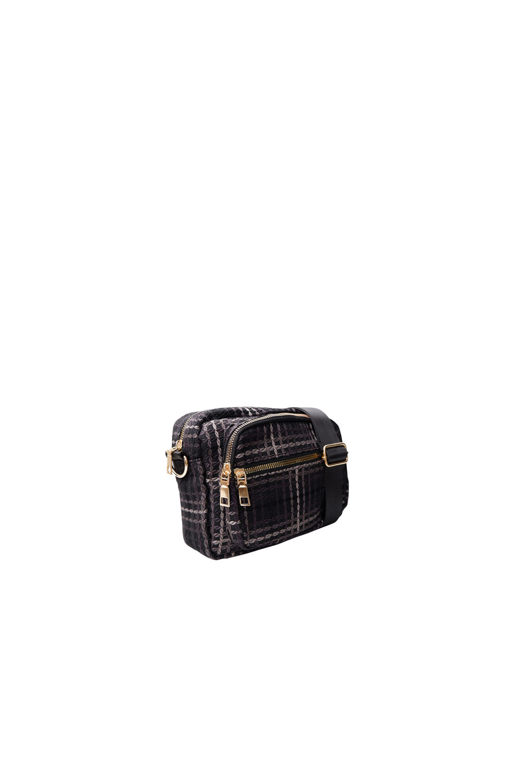 Black Colour - Bcvanda Check Crossover Bag 9386 - Black