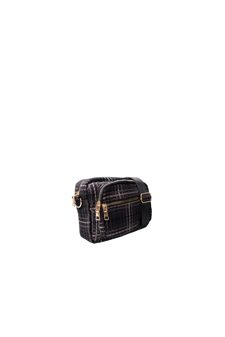 Black Colour - Bcvanda Check Crossover Bag 9386 - Black