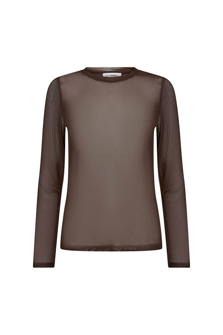 Co´Couture - 33201 Meshcc O-Neck Blouse 500806 - 20002 - Brown