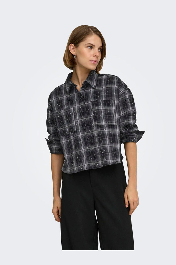 Only - Onlilston Ls Glitter Detail Shirt - 5116396 Black W. Embellishment