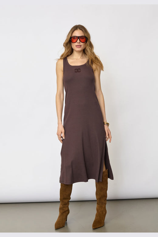 Co´Couture - 46114 Grannycc Rib Emb Tank Dress 503891 - 00008 - Dark Brown
