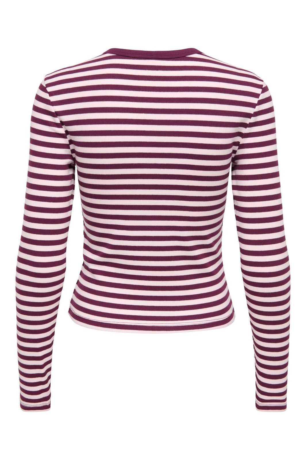 Only - Onlval L/S O-Neck Stripe Top - 5084119 Fig Pale Lilac (Mette) + Emb. Heart