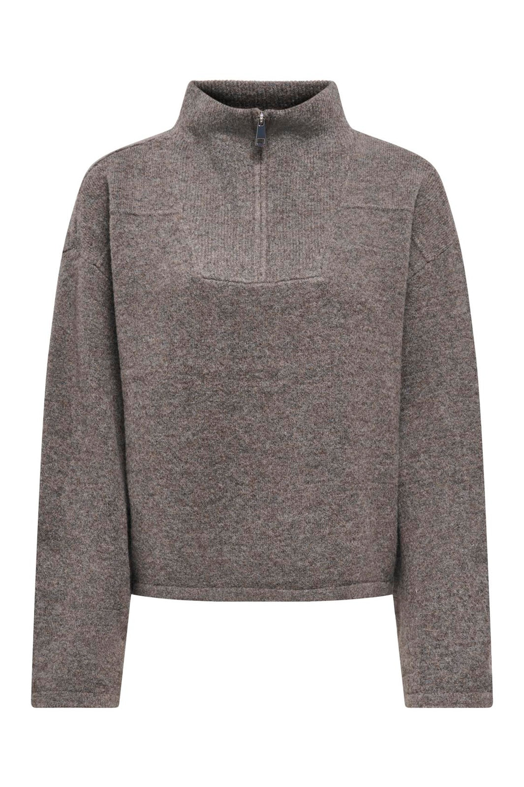 Only - Onlclara Ls Half Zip Knt - 5062024 Bracken Melange/Silver Zip