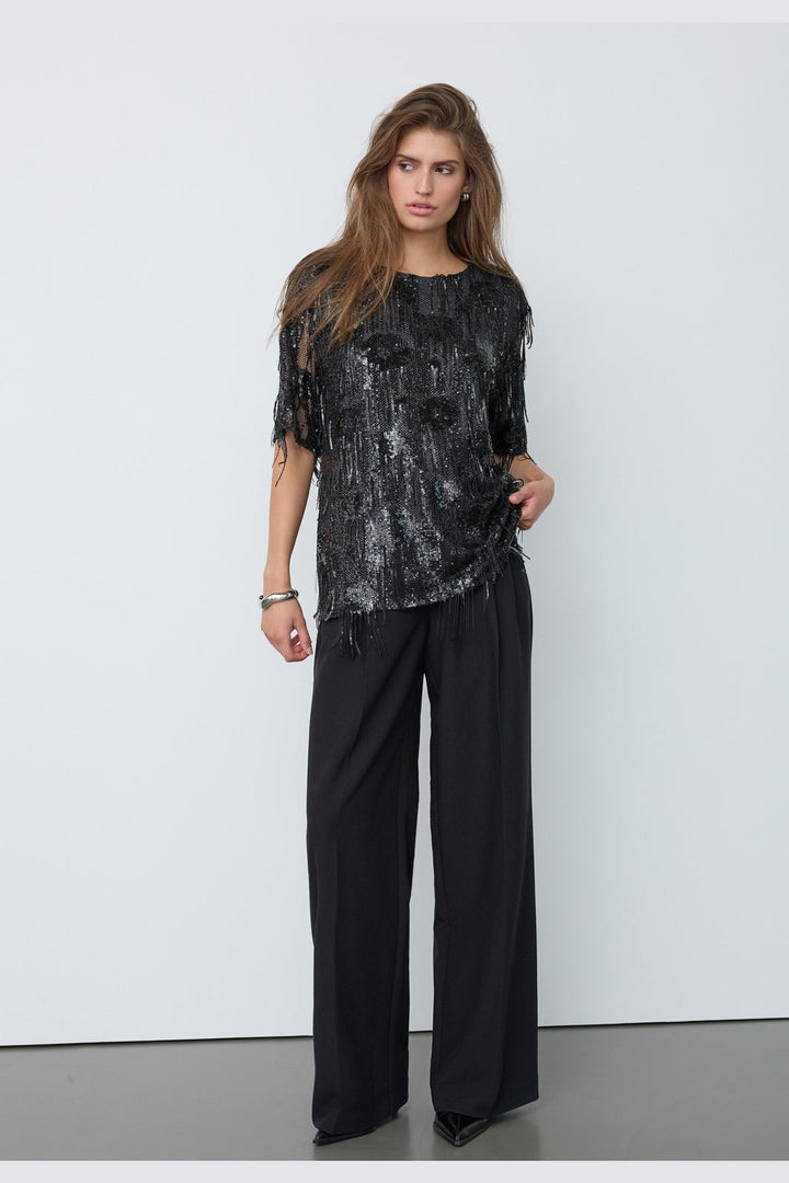 Co´Couture - Tyracc Sequin Ss Blouse 500535 - 65001 - Black