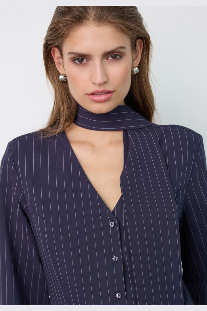 Co´Couture - Licacc Pin Scarf Shirt 500500 - 40007 - Navy