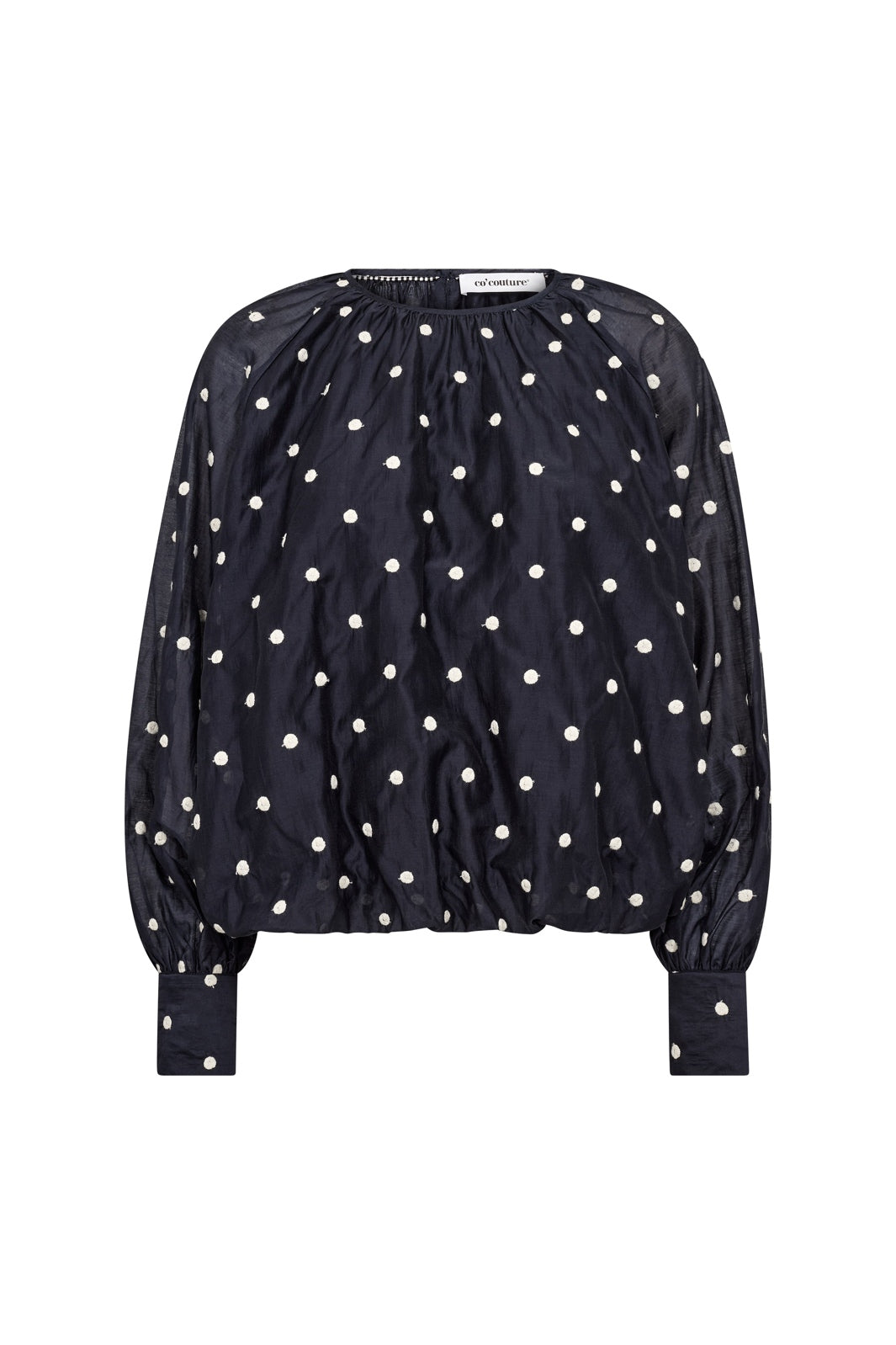 Co´Couture - Ditacc Dot Ls Balloon Blouse 500601 - 40007 - Navy