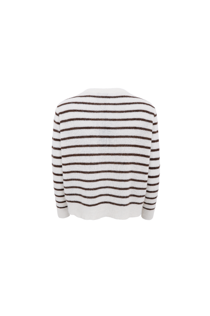 Black Colour - Bcdell Striped Knit Cardigan 1197 - Off White