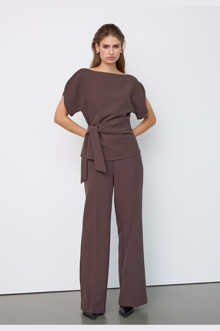 Co´Couture - Acilecc Pleat Ss Blouse 500458 - 20002 - Brown