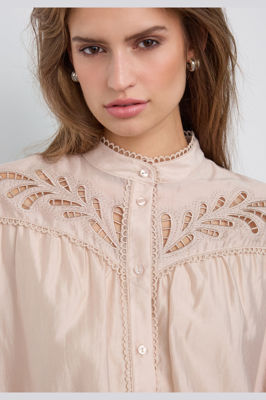 Co´Couture - Melincc Balloon Lace Shirt 500606 - 20011 - Champagne