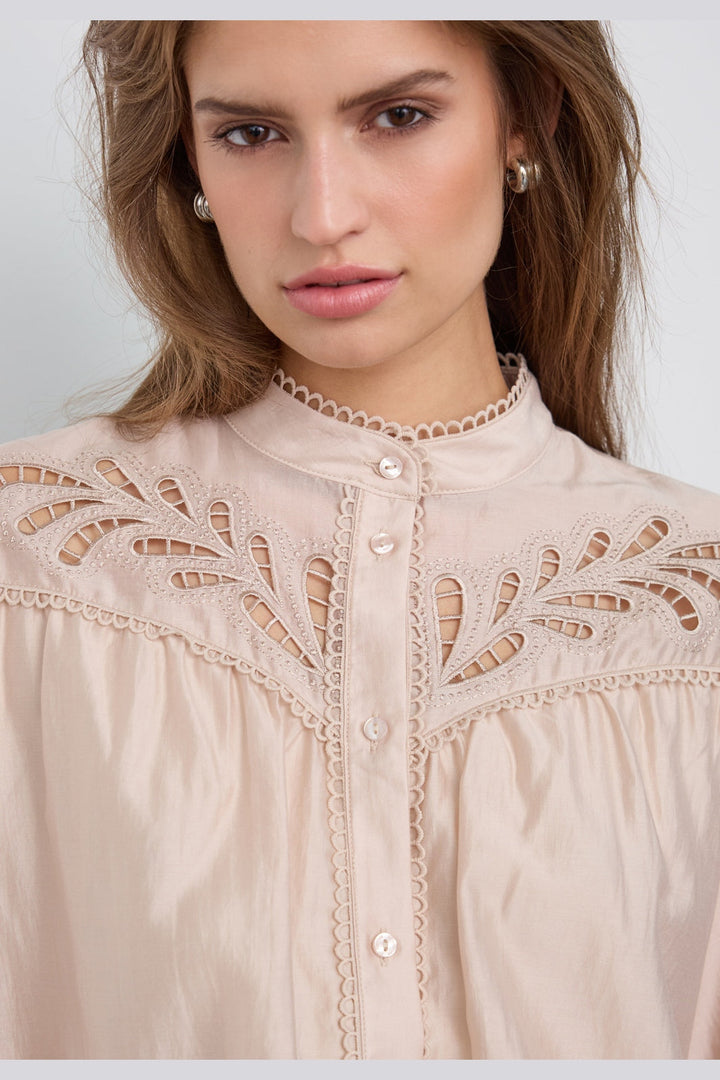 Co´Couture - Melincc Balloon Lace Shirt 500606 - 20011 - Champagne