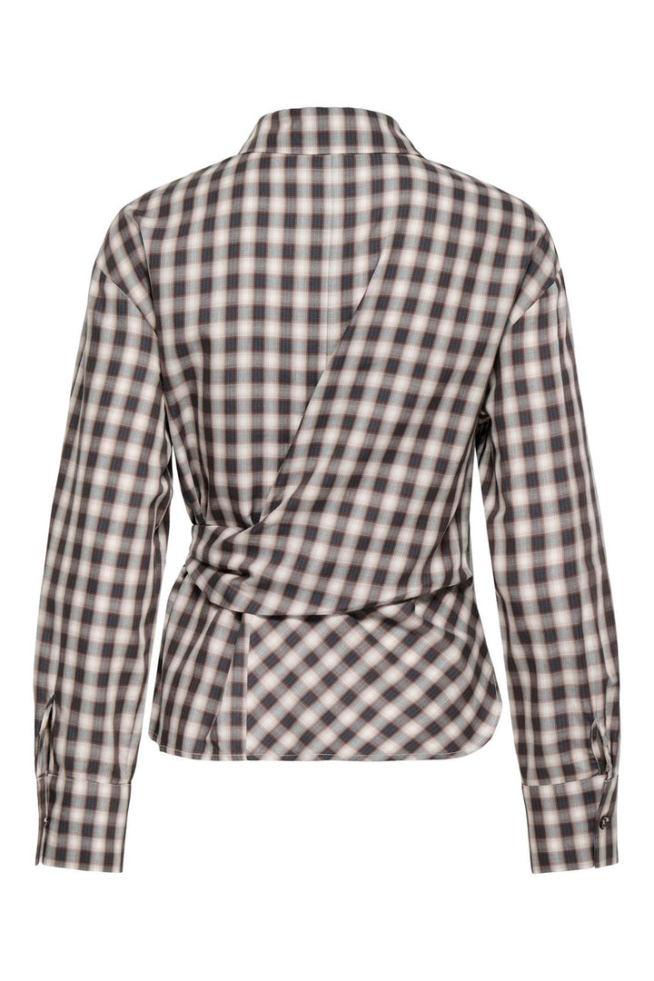Only - Onlnola Ls Check Wrap Shirt - 5232776 Malt Ball White/Blue
