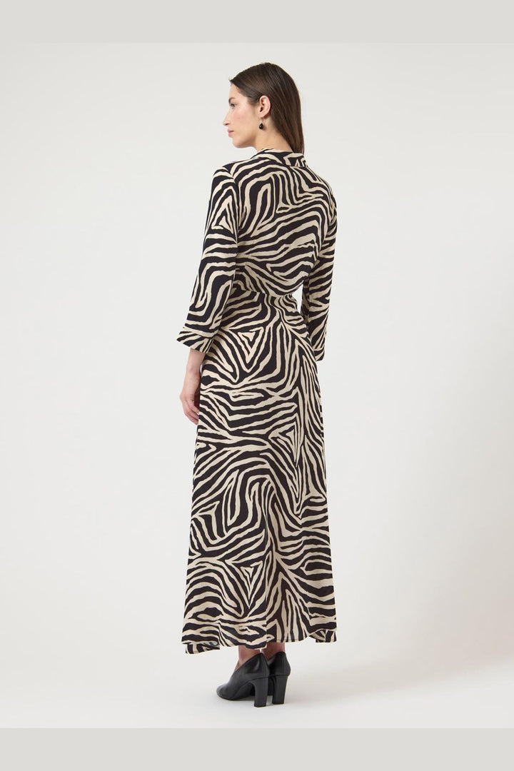 YAS - Yassavanna Long Shirt Dress - 4844009 Birch Zebra Print