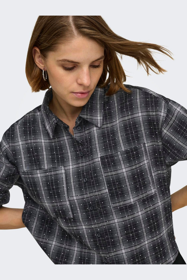 Only - Onlilston Ls Glitter Detail Shirt - 5116396 Black W. Embellishment