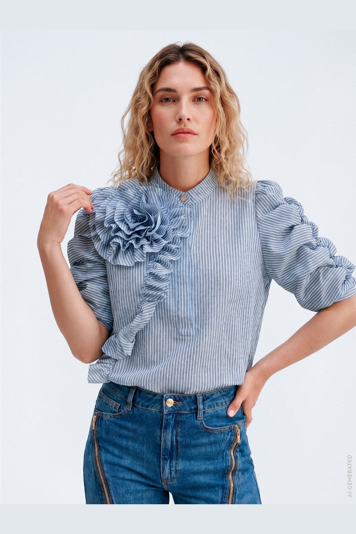 Gossia - Zabinago Ea Blouse G3229 - Dusty Blue