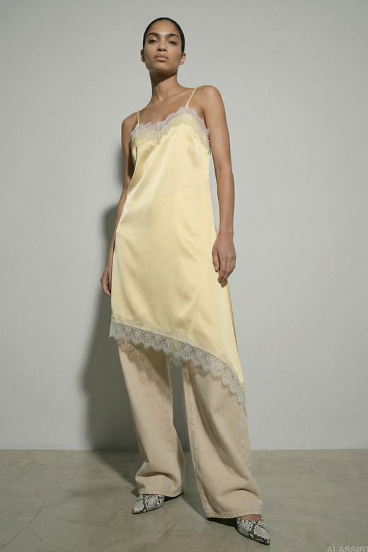 Hypedrop - Hdkimora Midi Satin Lace Dress 32000842 - 5191858 - Anise Flower