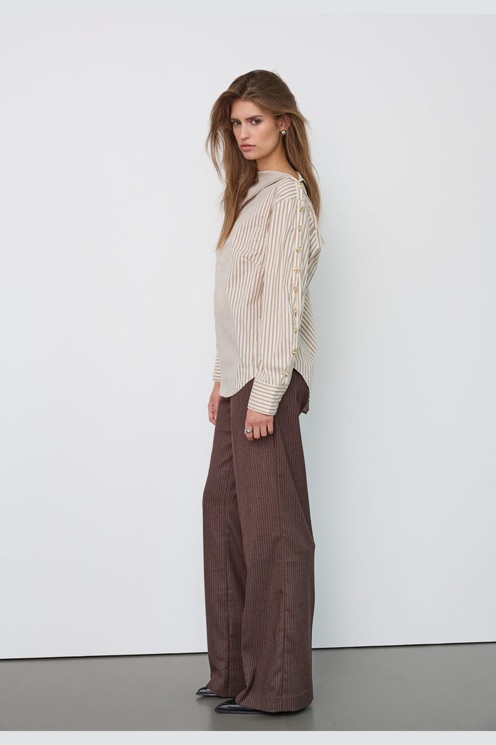 Co´Couture - Dalmacc Asym Button Blouse 500565 - 20016 - Bison