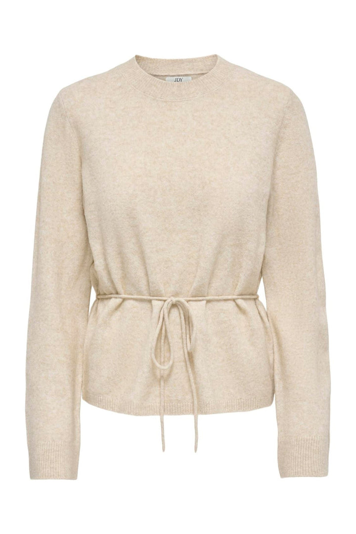 JDY - Jdyelsa Life L/S On Tie Waist Pullov Knt - 5104896 Oatmeal W. White Melange