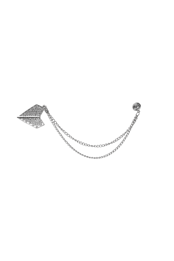 Black Colour - Bcpyramide Brooch Pin-Set 4553 - Silver Coloured